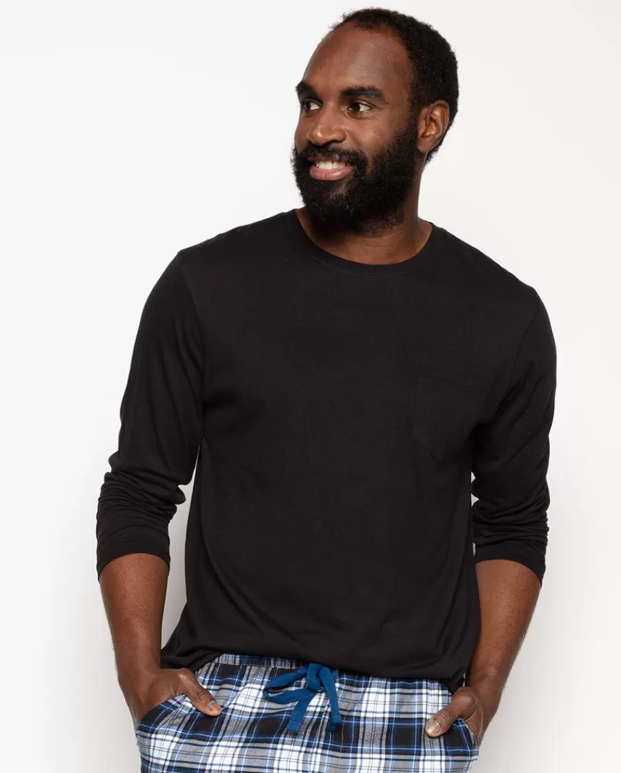 New Apollo Black Jersey T-Shirt Men Pyjama Tops