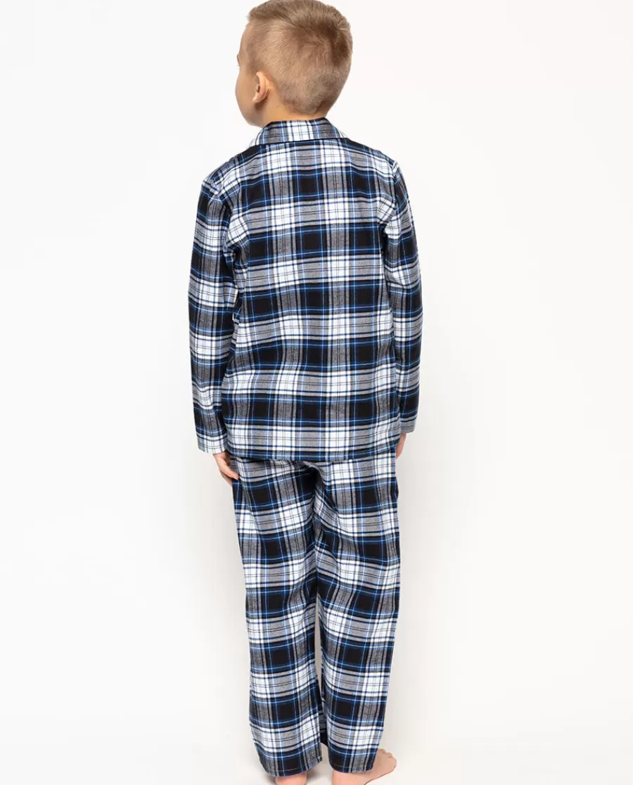 New Apollo Blue Brushed Check Pyjama Set Kids Boys Pyjamas