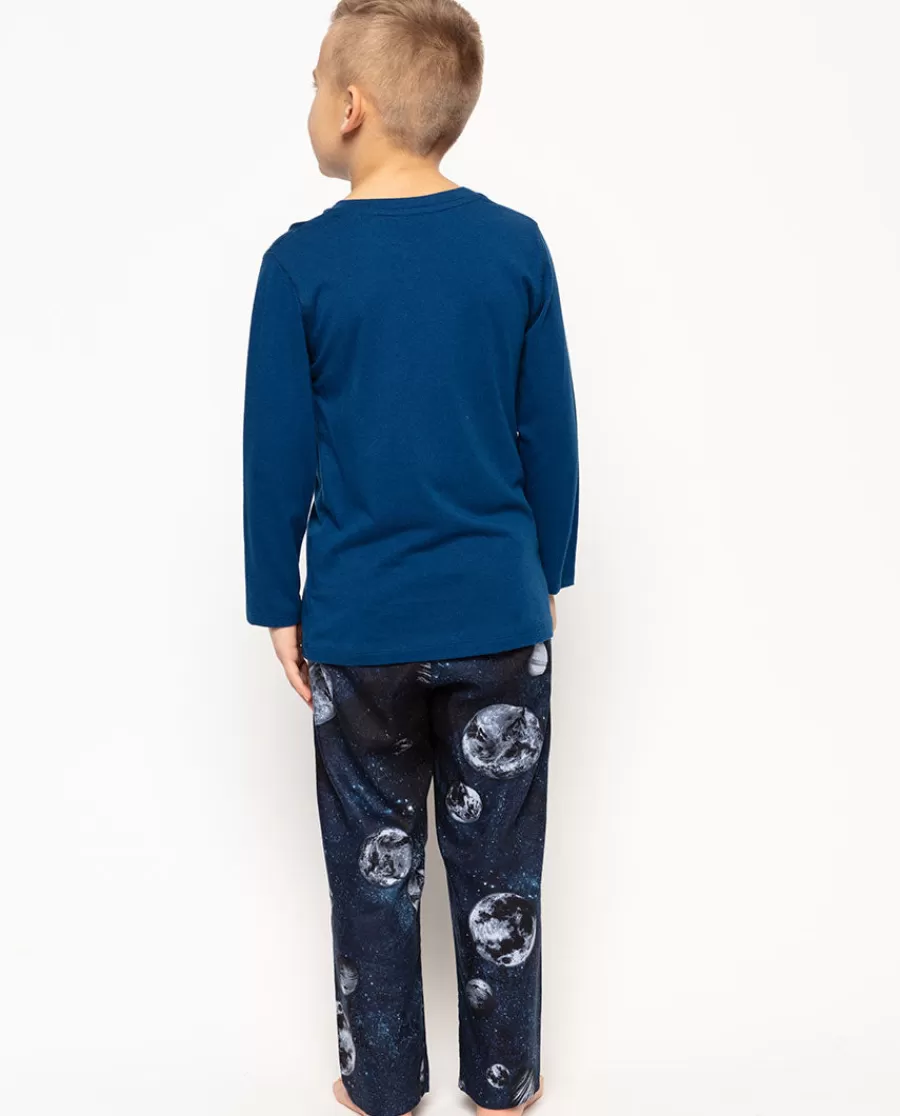 Best Sale Apollo Blue Jersey T-Shirt And Moon Print Pyjama Set Kids Boys Pyjamas