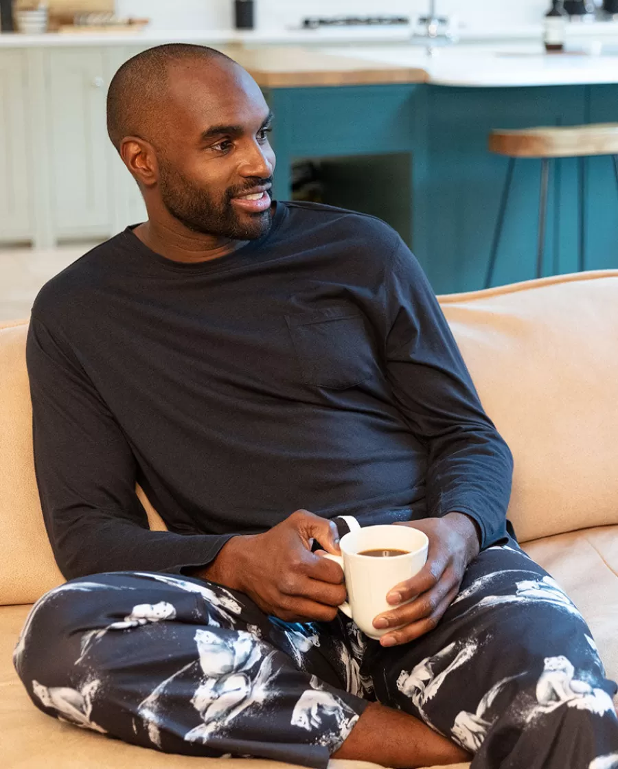 Best Sale Atlas Jersey T-Shirt And Arctic Fox Print Pyjama Set Men Pyjama Sets