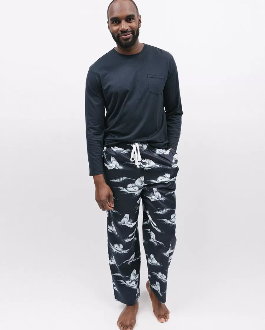 Best Sale Atlas Jersey T-Shirt And Arctic Fox Print Pyjama Set Men Pyjama Sets