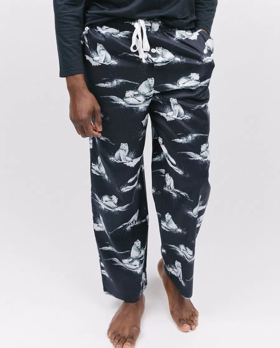 Cheap Atlas Mens Arctic Fox Print Pyjama Bottoms Men Pyjama Bottoms