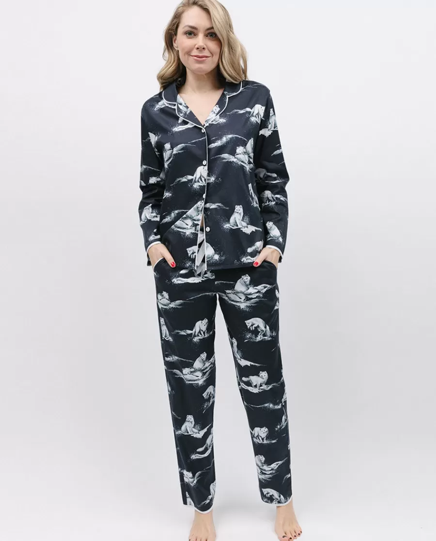 Discount Atlas Womens Arctic Fox Print Pyjama Set Women Pyjama Sets