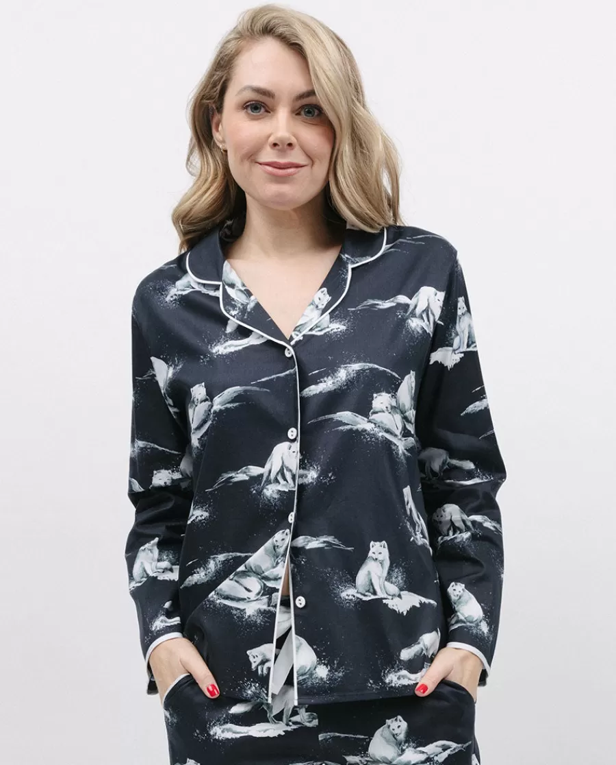 Discount Atlas Womens Arctic Fox Print Pyjama Top Women Pyjama Tops