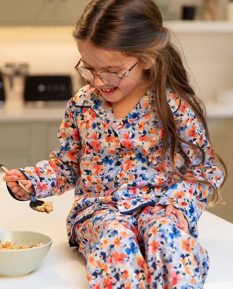 Fashion Bea Girls Ditsy Floral Print Pyjama Set Kids Girls Pyjamas