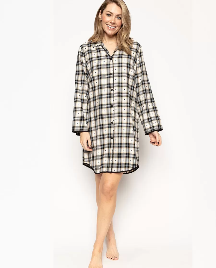 Cheap Beth Black Heart Dobby Check Nightshirt Women Nightshirts