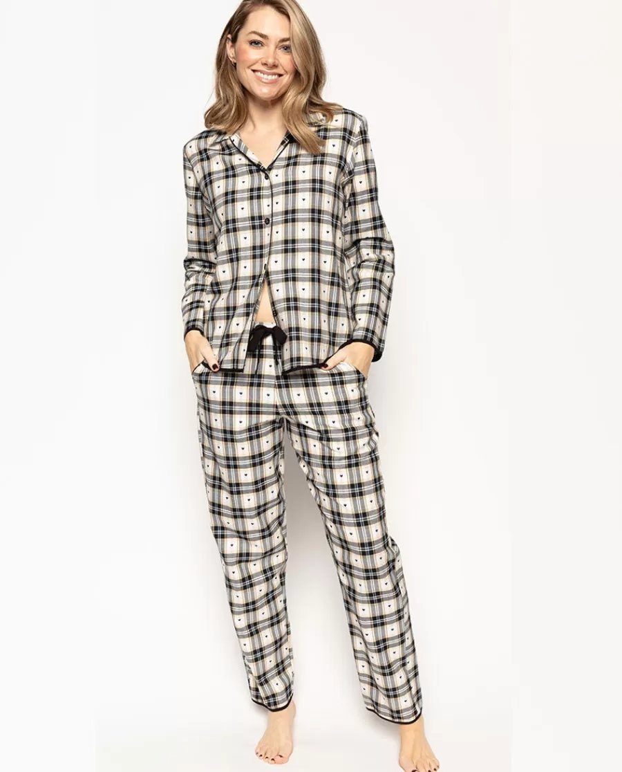 Fashion Beth Heart Dobby Check Pyjama Set Women Pyjama Sets