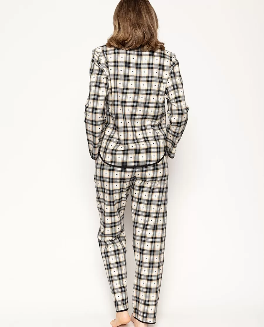 Fashion Beth Heart Dobby Check Pyjama Set Women Pyjama Sets