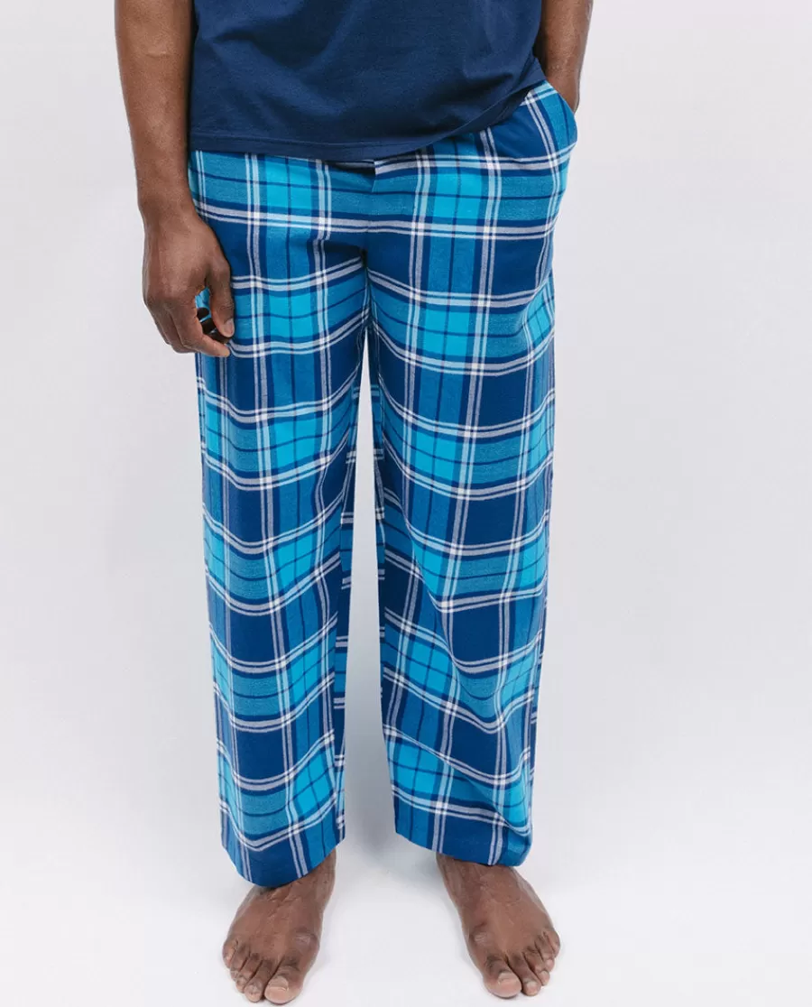 Flash Sale Brushed Blue Check Pyjama Bottoms Men Pyjama Bottoms
