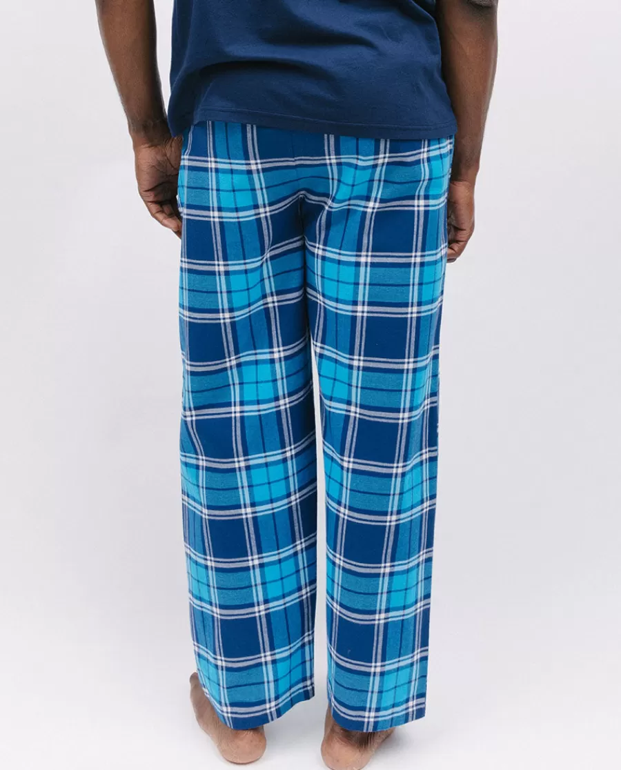 Flash Sale Brushed Blue Check Pyjama Bottoms Men Pyjama Bottoms