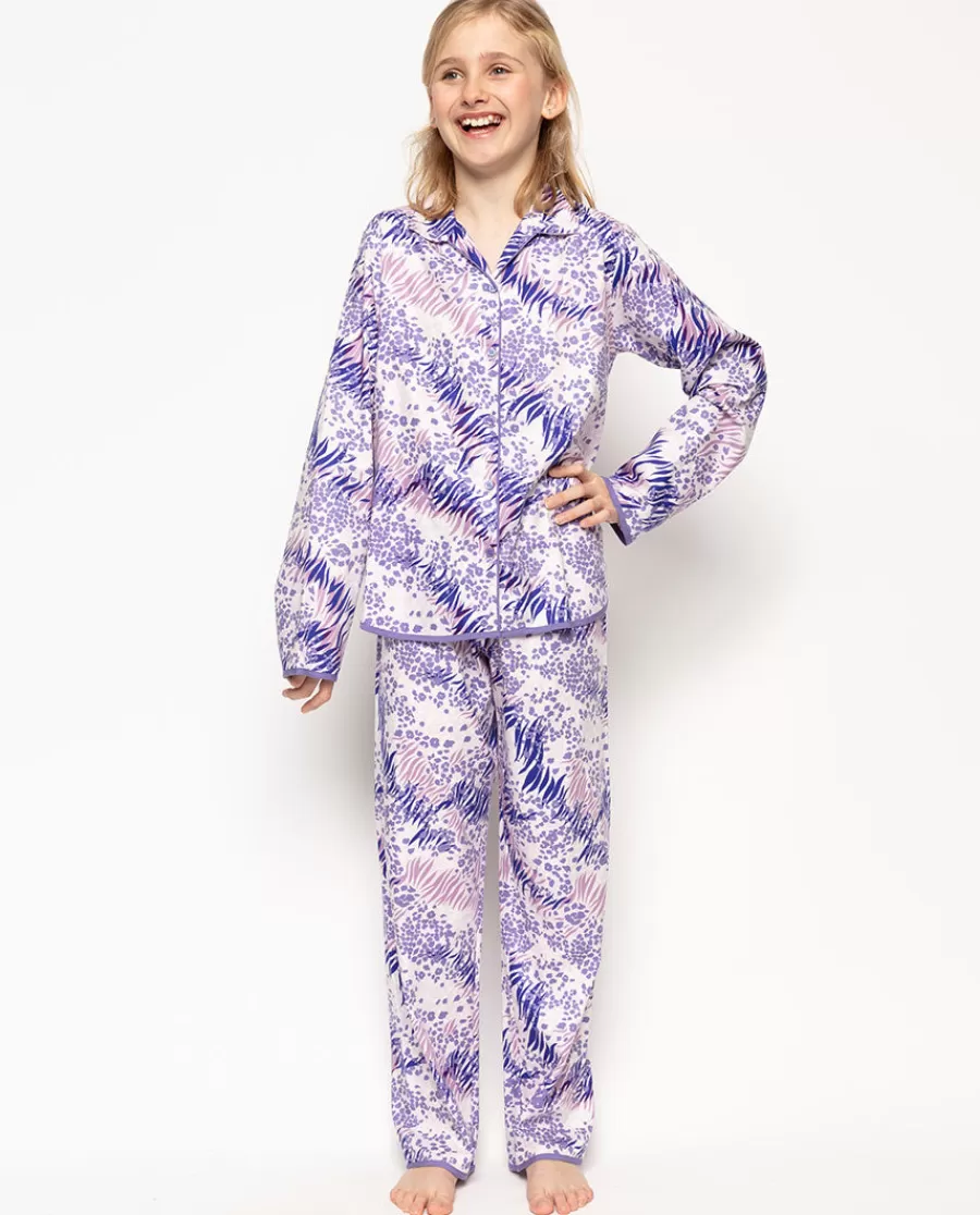Cheap Camila Lilac Animal Print Pyjama Set Kids Girls Pyjamas