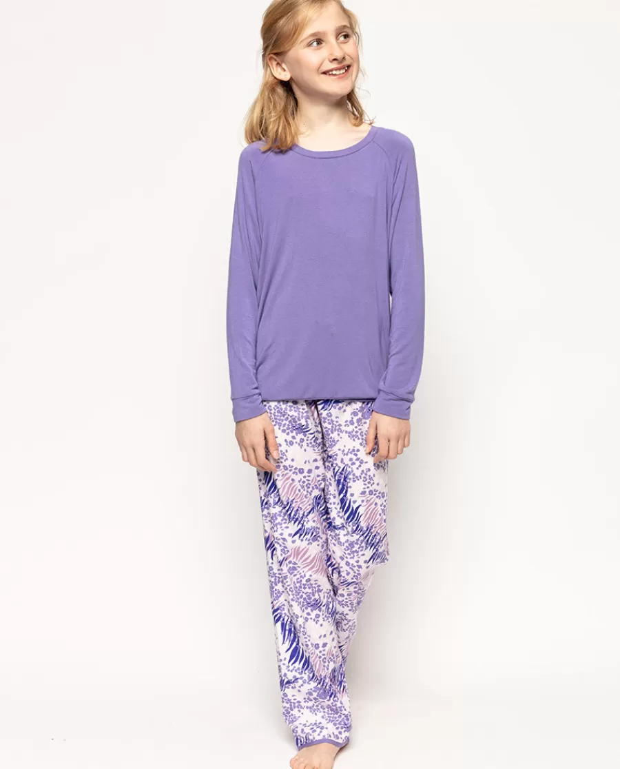 Clearance Camila Lilac Jersey Top And Animal Print Pyjama Set Kids Girls Pyjamas