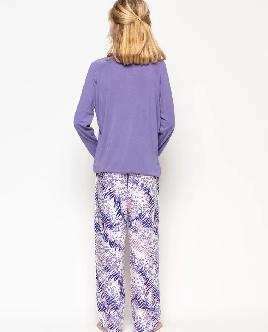 Clearance Camila Lilac Jersey Top And Animal Print Pyjama Set Kids Girls Pyjamas