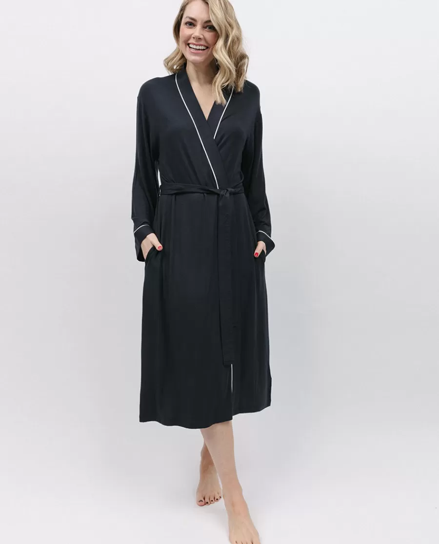 Online Charcoal Jersey Long Dressing Gown Women Loungewear