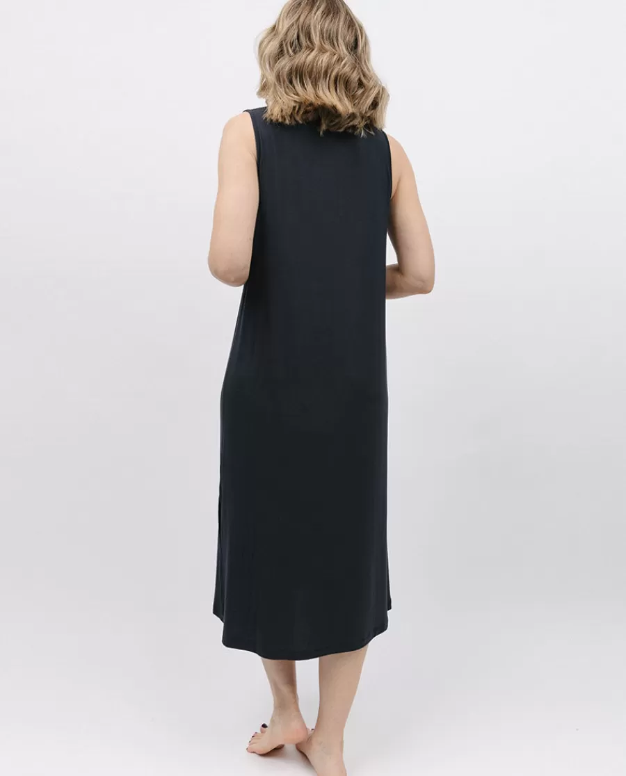 charcoal_jersey_long_nightdress_2-1.webp Outlet Charcoal Jersey Long Nightdress Women Loungewear