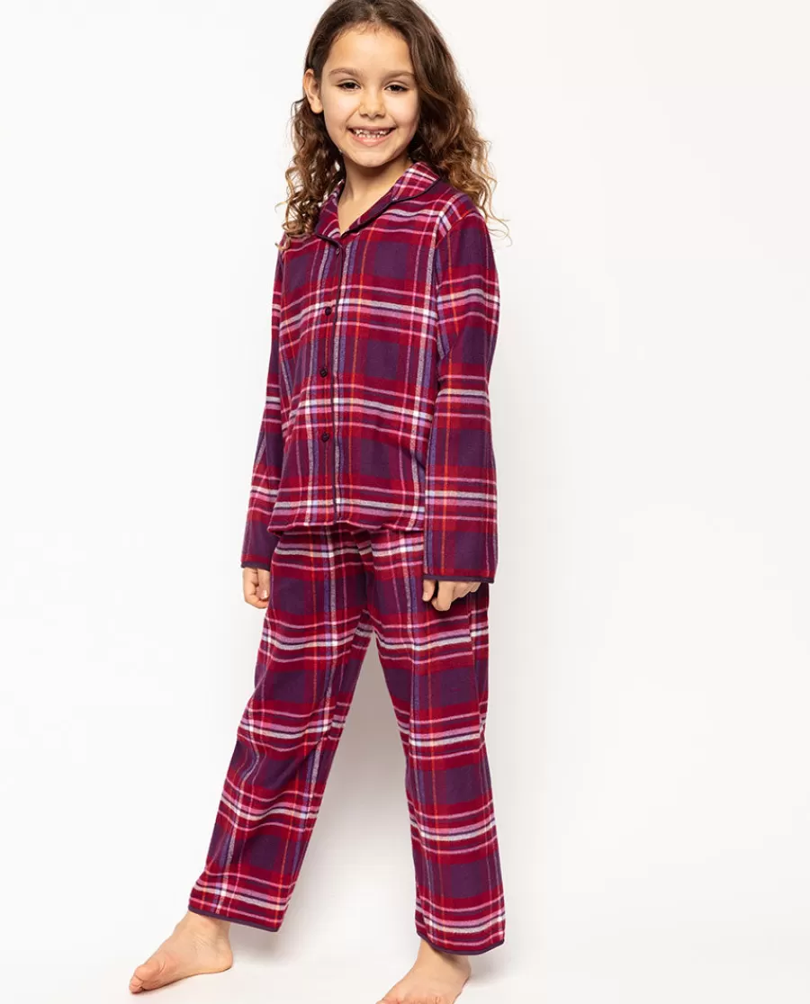 Discount Clarissa Purple Super Cosy Check Pyjama Set Kids Girls Pyjamas