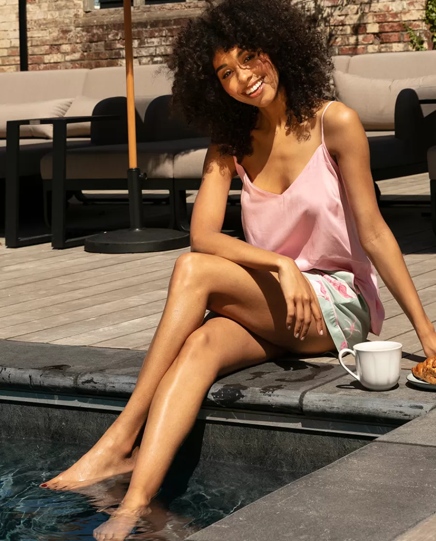 New Coral Modal Cami And Shell Print Shorty Set Women Pyjama Sets