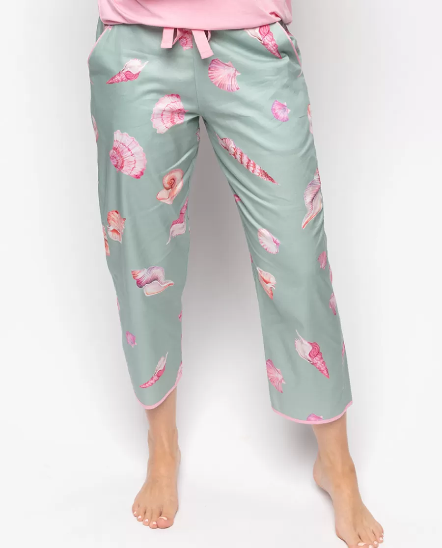 Cheap Coral Shell Print Cropped Pyjama Bottoms Women Pyjama Bottoms