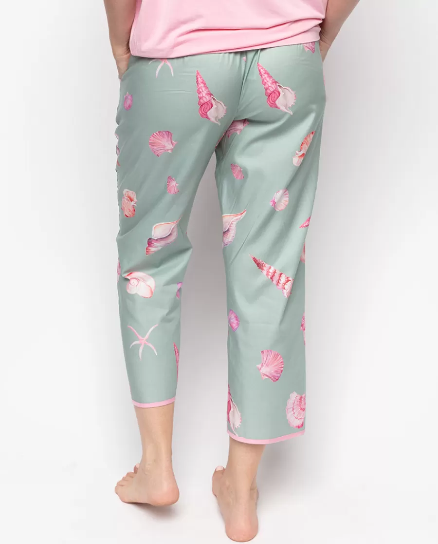 Cheap Coral Shell Print Cropped Pyjama Bottoms Women Pyjama Bottoms