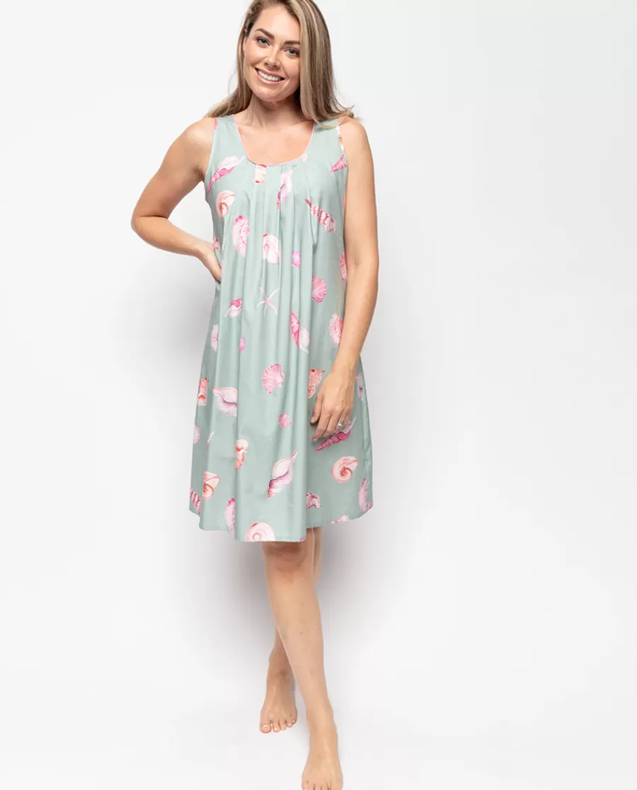 Cheap Coral Shell Print Short Nightdress Women Nightdresses
