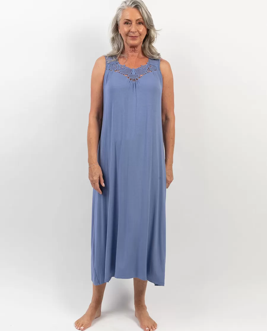 Fashion Delilah Lace Detail Jersey Long Nightdress Women Nightdresses
