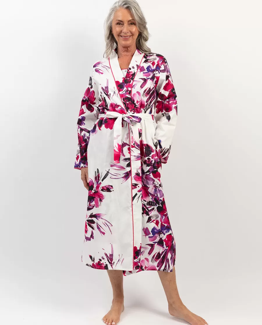 Shop Delilah Lace Trim Floral Print Long Dressing Gown Women Dressing Gowns