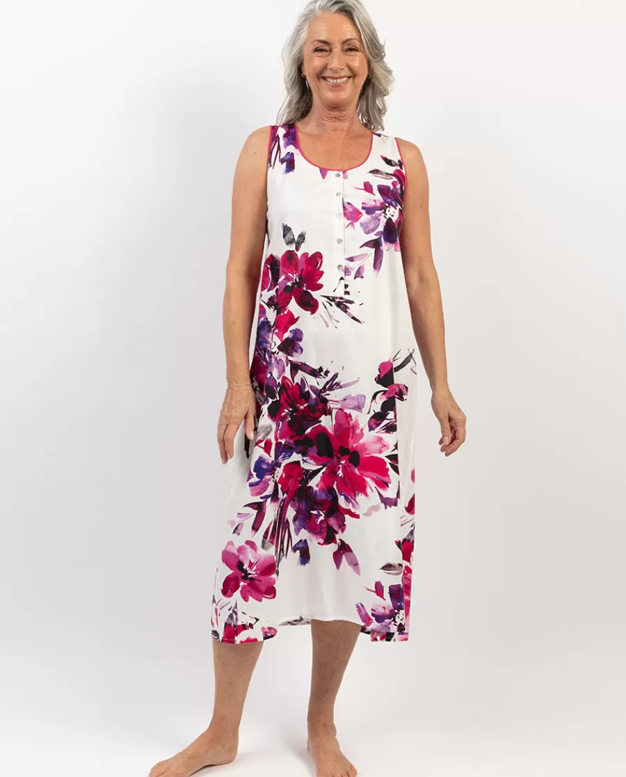 Cheap Delilah Lace Trim Floral Print Long Nightdress Women Nightdresses