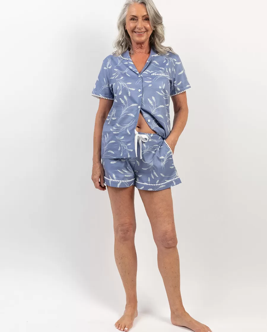 Discount Delilah Lace Trim Wheatsheaf Print Shorty Set Women Shorty Sets