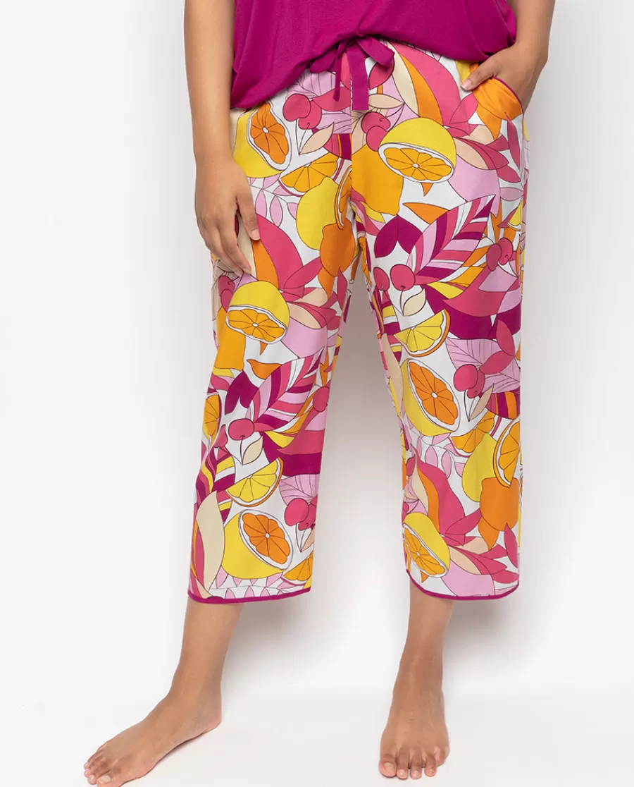 Clearance Emmi Fruit Print Cropped Pyjama Bottoms Women Pyjama Bottoms