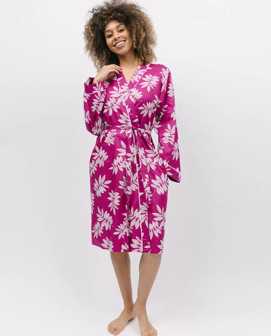 Cheap Emmi Leaf Print Short Dressing Gown Women Dressing Gowns