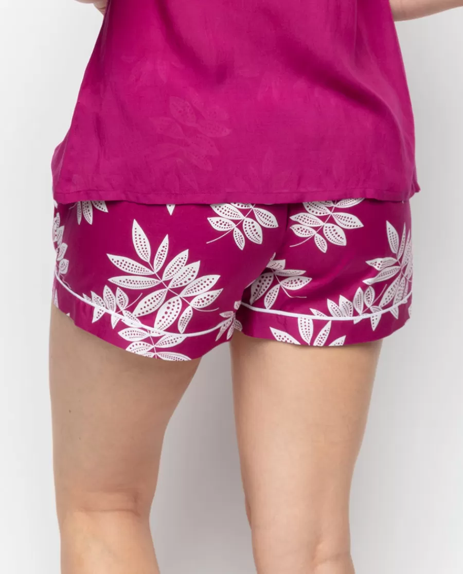 Clearance Emmi Leaf Print Shorts Women Pyjama Bottoms