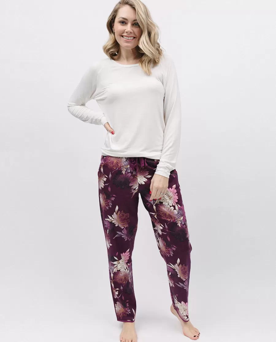 Hot Eve Slouch Jersey Top And Floral Print Pyjama Set Women Loungewear