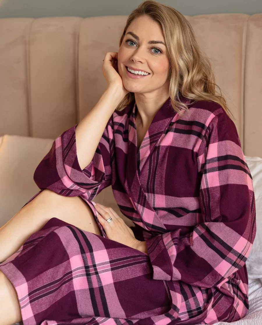 Hot Eve Super Cosy Check Long Dressing Gown Women Dressing Gowns