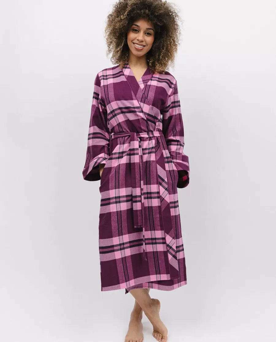 Hot Eve Super Cosy Check Long Dressing Gown Women Dressing Gowns
