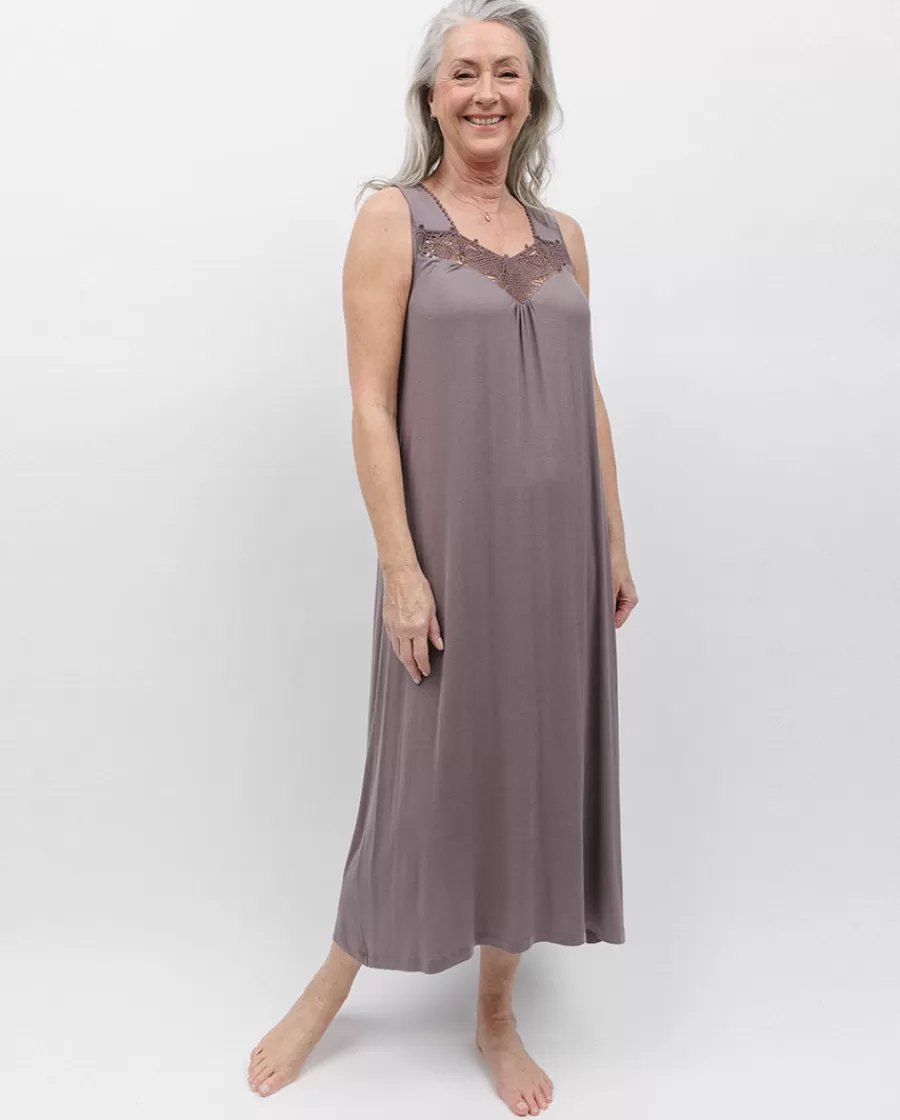 Fashion Evette Lace Detail Jersey Long Nightdress Women Loungewear