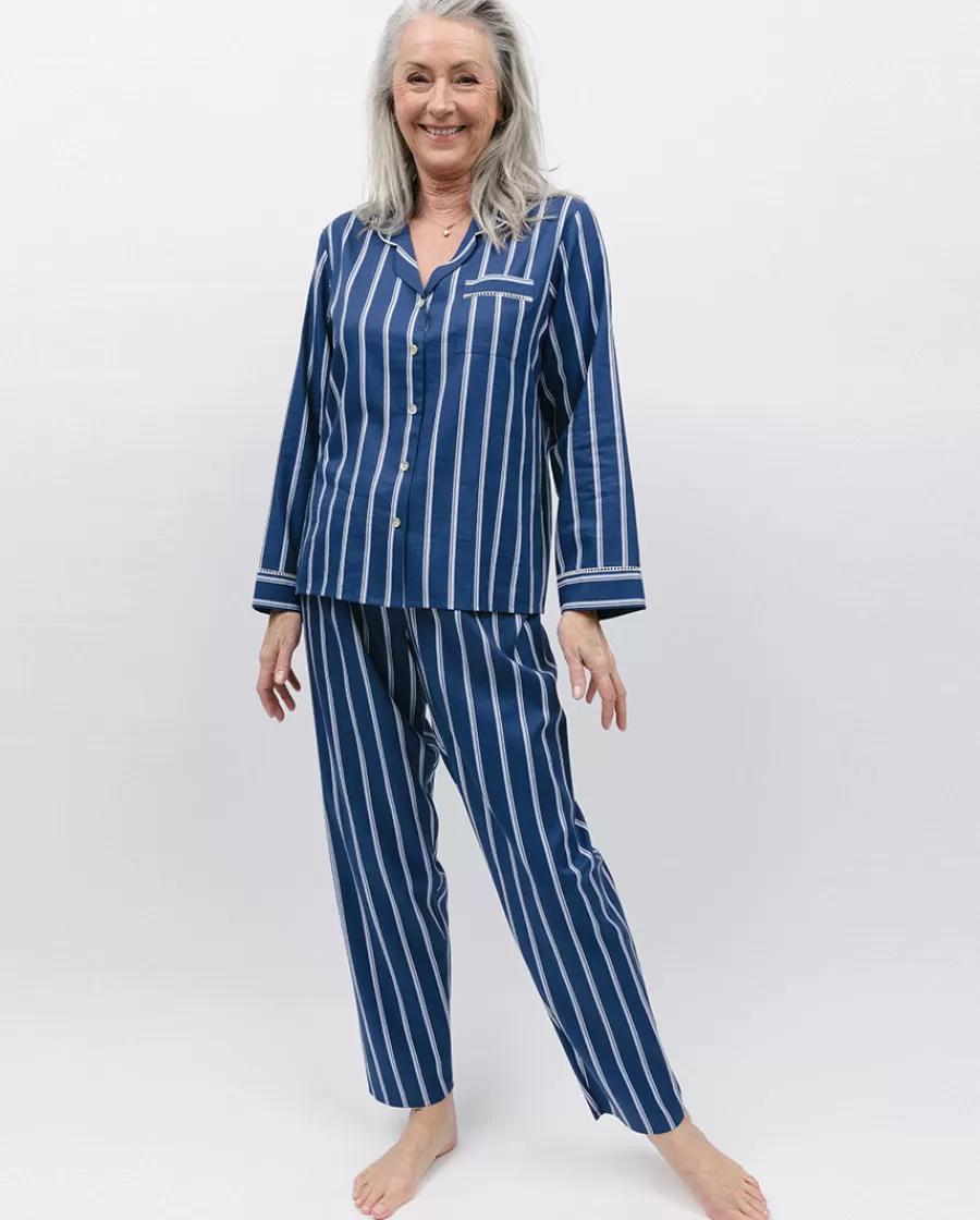 Discount Evette Lace Trim Printed Stripe Pyjama Set Women Pyjama Sets