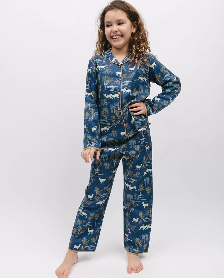 Best Sale Fawn Girls Woodland Print Pyjama Set Kids Girls Pyjamas