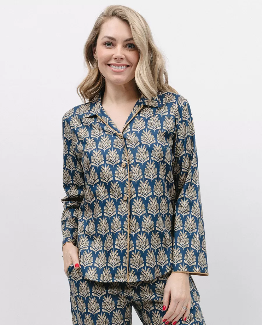 Discount Fawn Pinecone Geo Print Pyjama Top Women Pyjama Tops