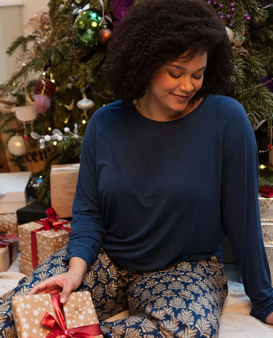 New Fawn Slouch Jersey Top And Pinecone Geo Print Pyjama Set Women Loungewear