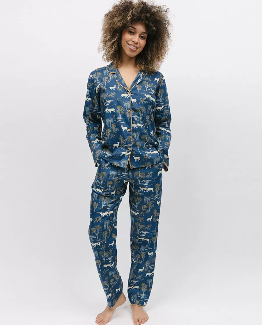 Fashion Fawn Womens Woodland Print Pyjama Set Women Pyjama Sets