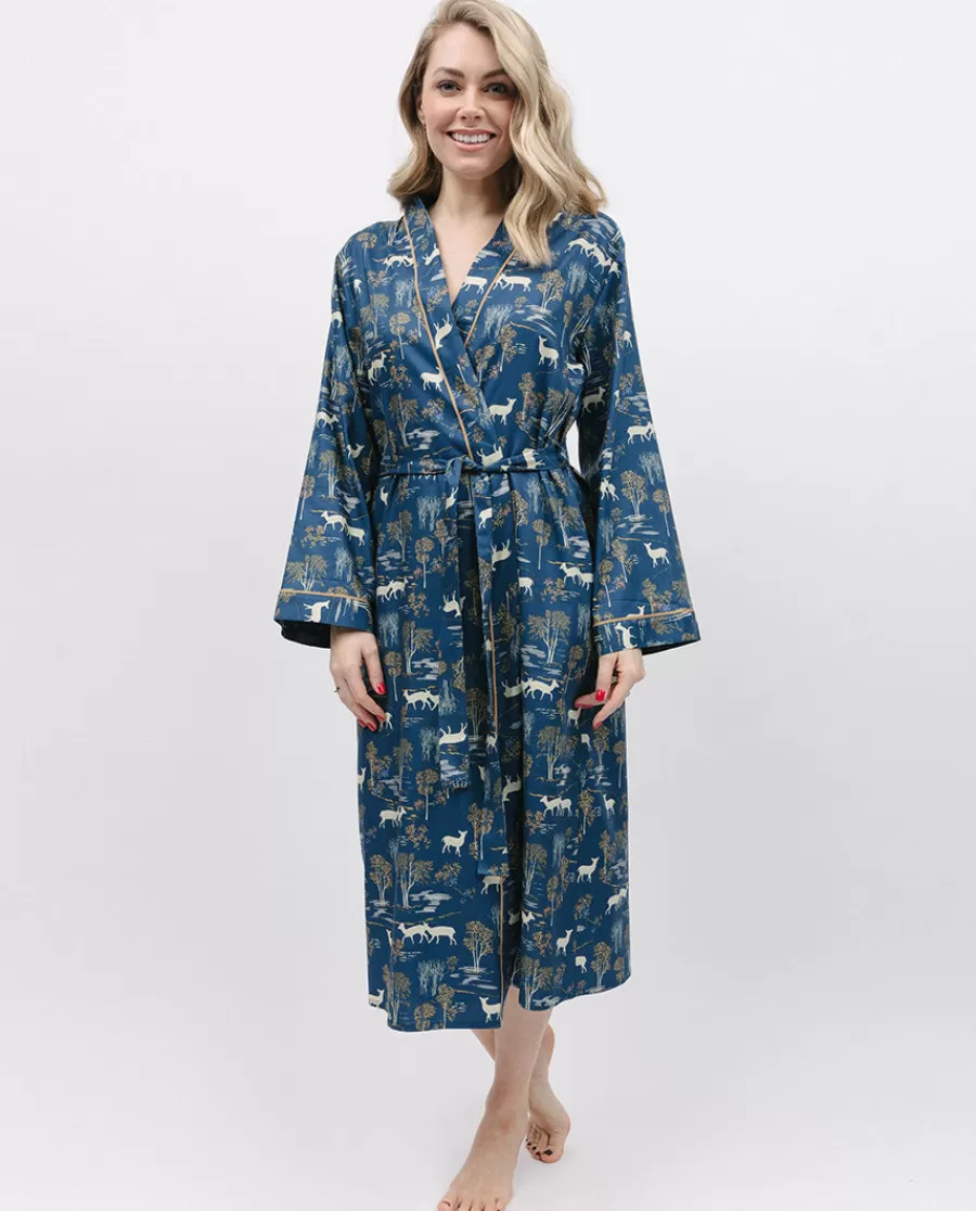 Flash Sale Fawn Woodland Print Long Dressing Gown Women Dressing Gowns
