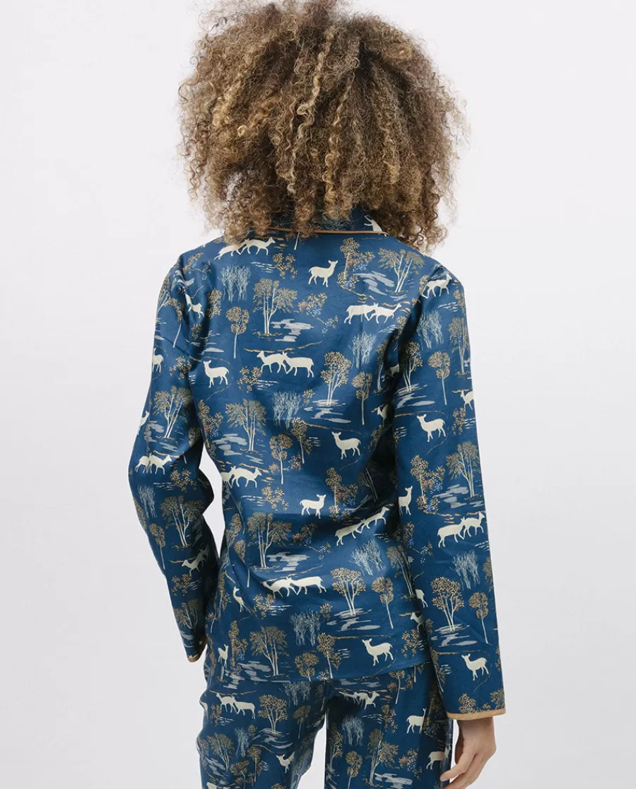 Outlet Fawn Woodland Print Pyjama Top Women Pyjama Tops