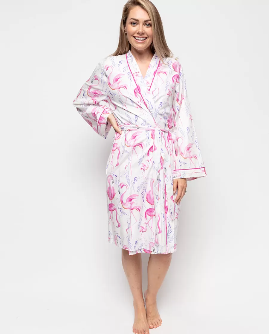 Sale Fifi Flamingo Print Short Dressing Gown Women Dressing Gowns