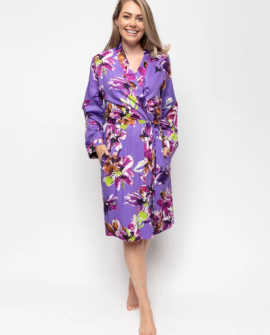 Fashion Fifi Floral Print Short Dressing Gown Women Dressing Gowns