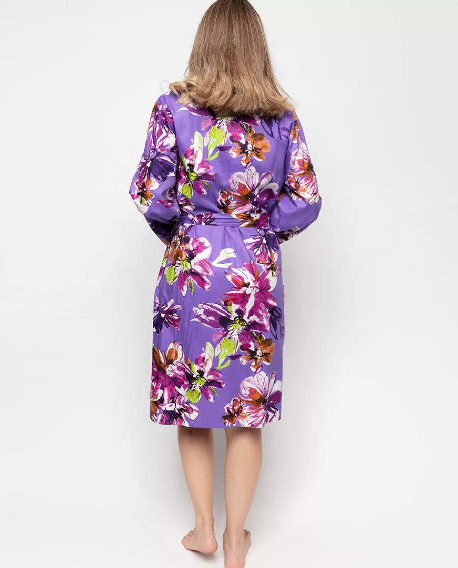 Fashion Fifi Floral Print Short Dressing Gown Women Dressing Gowns