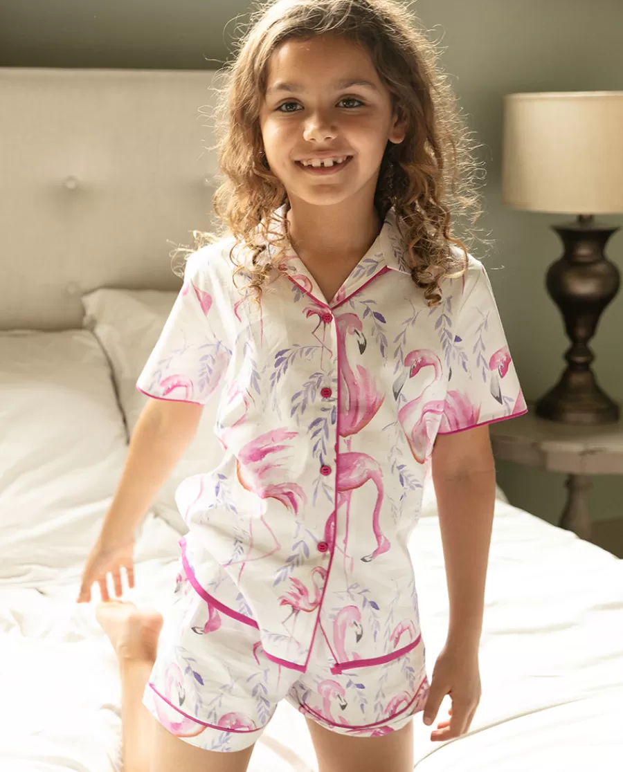Cheap Fifi Girls Flamingo Print Shorty Set Kids Girls Pyjamas