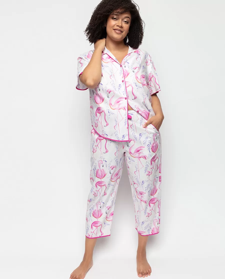Flash Sale Fifi Womens Flamingo Print Cropped Pyjama Set Women Pyjama Sets