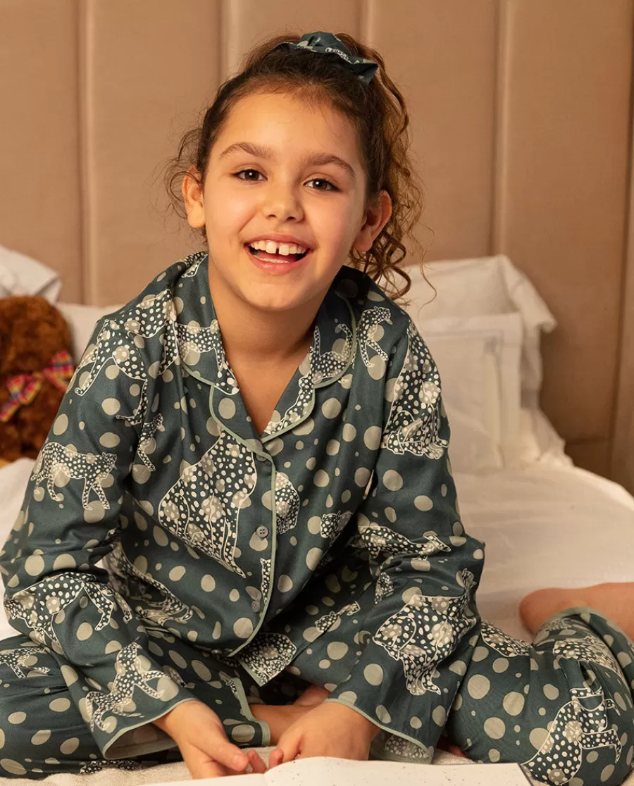 Store Hannah Girls Leopard Print Pyjama Set Kids Girls Pyjamas
