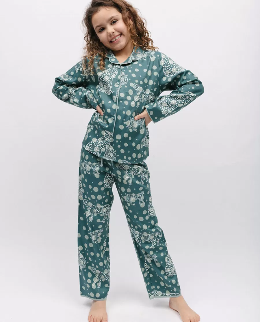 Store Hannah Girls Leopard Print Pyjama Set Kids Girls Pyjamas
