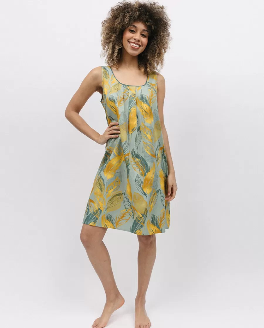 Outlet Hannah Leaf Print Short Nightdress Women Nightdresses